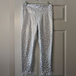 Fabletics PowerHold Size L white and silver leggings